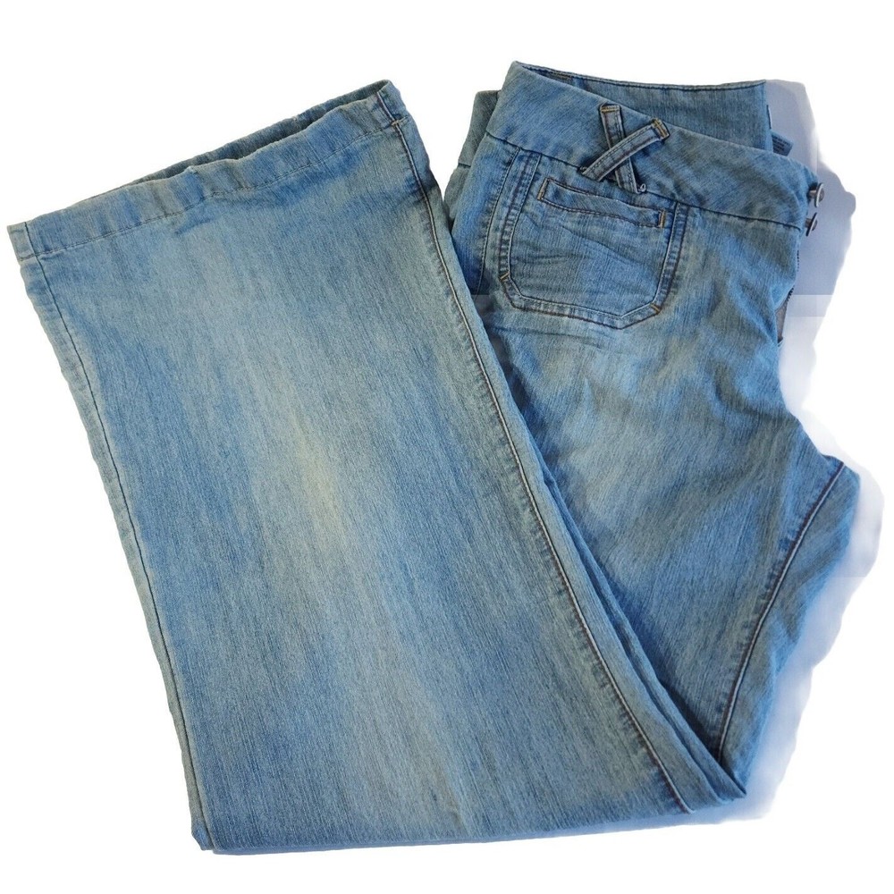 SO Y2K Jeans Juniors 15  Wide Leg Light Blue Denim Preowned